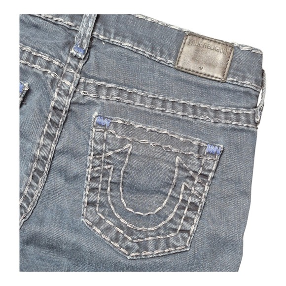 True Religion Halle Mid Rise Super Skinny Stretch Jeans Blue Made USA Women's 26 - Picture 1 of 7